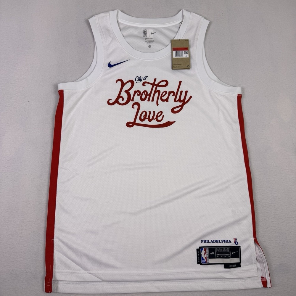 Philadelphia 76ers City Of Brotherly Love Nike Dri- Fit Size 48 L Jersey NWT